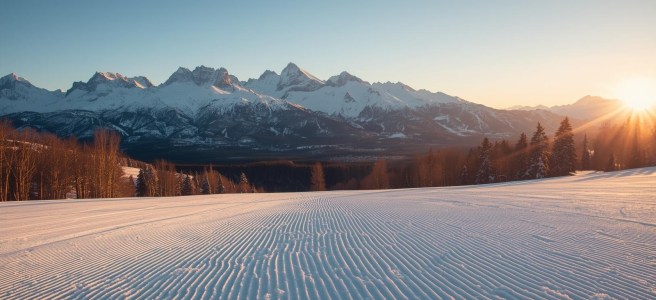 Piste, Berge und Sonnenschein (made with Canva AI)
